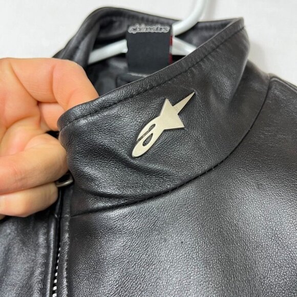 Alpinestars 100% Leather Motorcycle Jacket Womens S Side Zip Pleated Moto Black - Picture 4 of 16